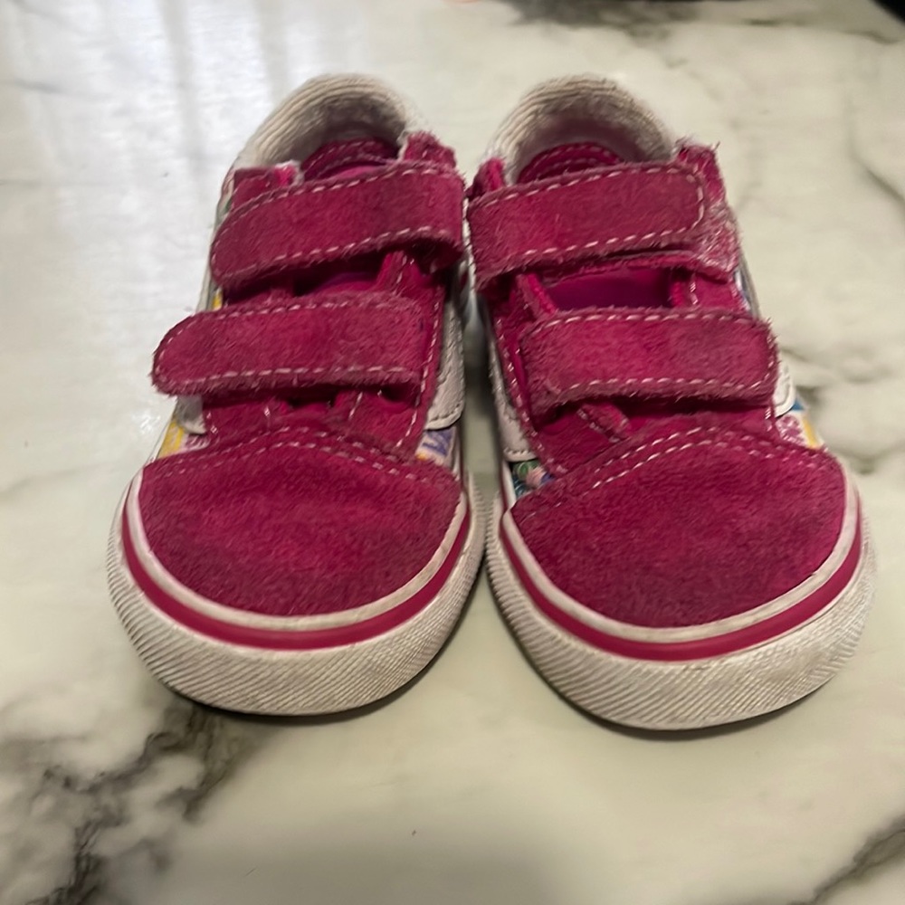 VANS Pink Hook and Loop Old Skool Sneakers Toddler Size 5 💗